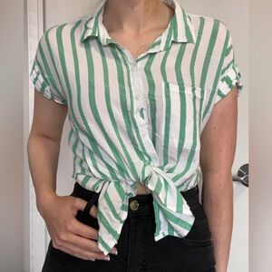 Velvet Heart Breezy Green Stripe Button Up